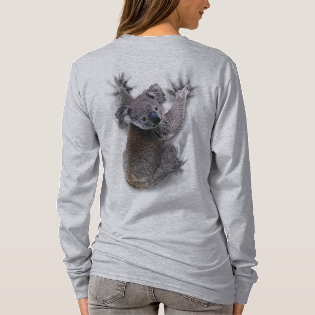 Koala Hang On Back Cute Bear Australia Animal T-Shirt (Back)