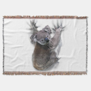 Koala Hang On Back Cute Bear Australia Animal Throw Blanket