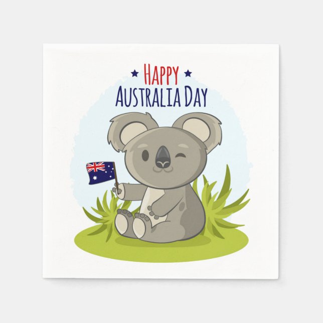 Koala Happy Australia Day | Holidays Napkins (Front)