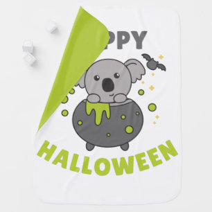 Koala Happy Halloween Cauldron Bat Baby Blanket