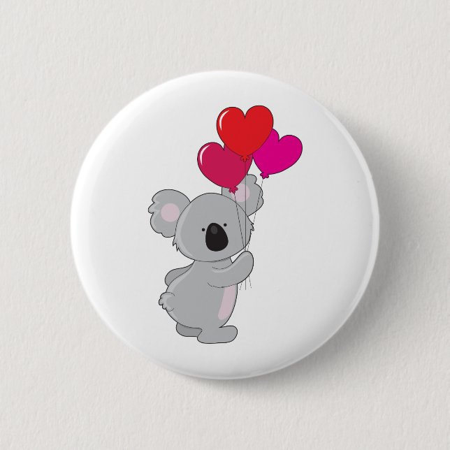 Koala Heart Balloons Pinback Button (Front)