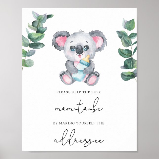 Koala /Help the Busy Mom-to-Be Address an Envelope Poster (Front)