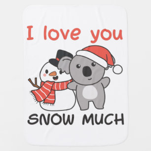 Koala I Love You Snow Much Snowman Pun Baby Blanke Blanket