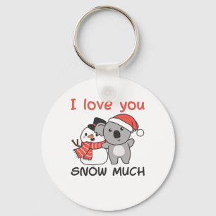 Koala I Love You Snow Much Snowman Pun Keychain