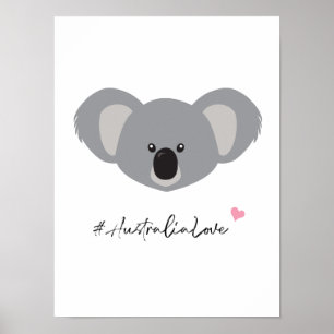 Koala Illustration #Australia Love white Poster