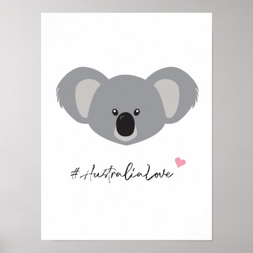 Koala Illustration Australia Love white Poster