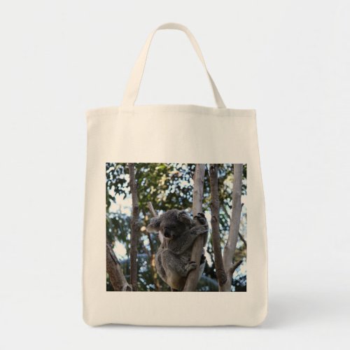 Koala in Eucalypt tree Grocery Tote Bag