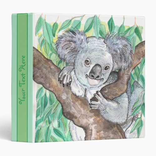 Koala in Eucalyptus Tree Painting 3 Ring Binder