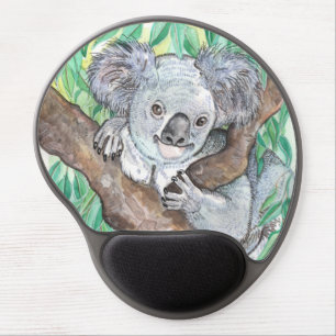 Koala in Eucalyptus Tree Painting Gel Mouse Pad