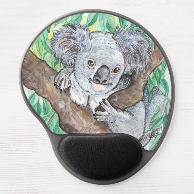 Koala in Eucalyptus Tree Painting Gel Mouse Pad (Front)
