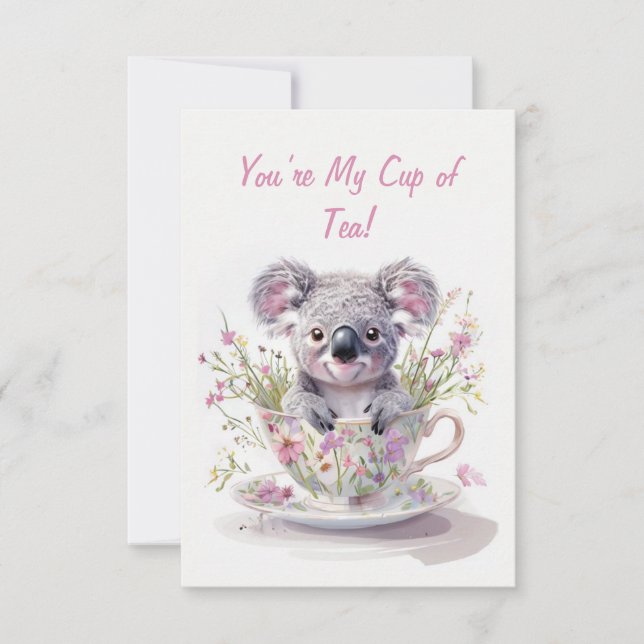 Koala in Floral Teacup  Thank You Card (Front)