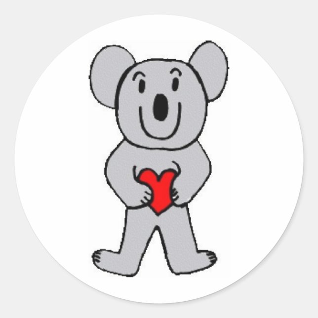 Koala in Love stickers! Classic Round Sticker (Front)