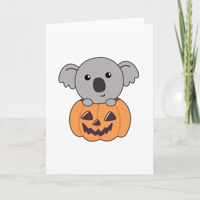 Koala In Pumpkin Orange Koalas Halloween Bärchen Card (Front)
