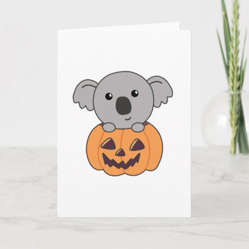 Koala In Pumpkin Orange Koalas Halloween Brchen Card