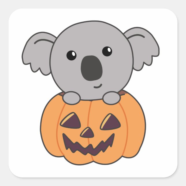 Koala In Pumpkin Orange Koalas Halloween Bärchen Square Sticker (Front)