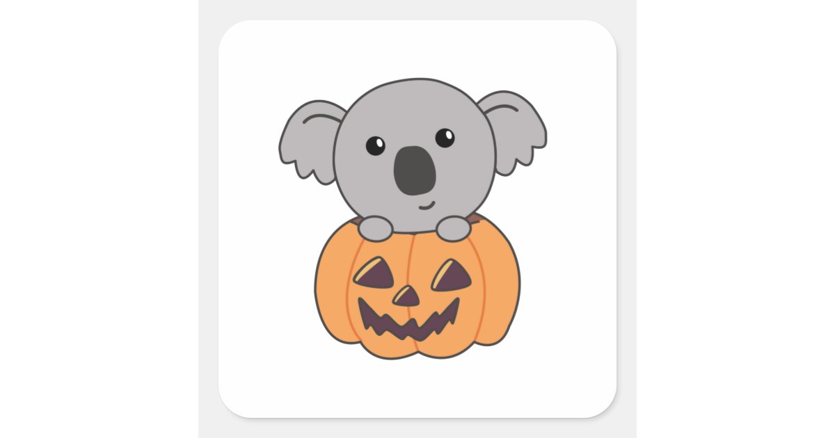 Koala In Pumpkin Orange Koalas Halloween Bärchen Square Sticker | Zazzle