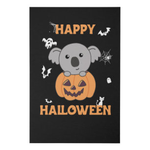 Koala In Pumpkin Sweet Koalas Happy Halloween Faux Canvas Print