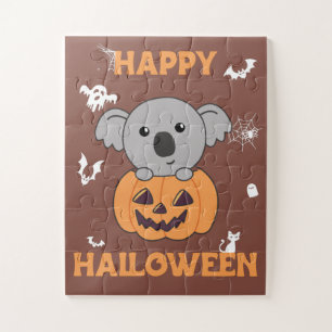 Koala In Pumpkin Sweet Koalas Happy Halloween Jigs Jigsaw Puzzle