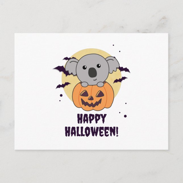 Koala In Pumpkin Sweet Koalas Happy Halloween Postcard (Front)