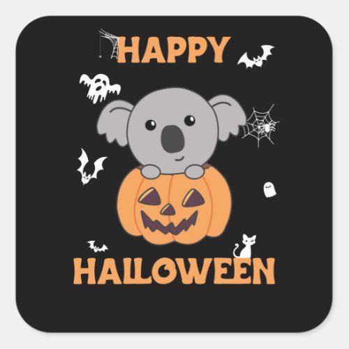 Koala In Pumpkin Sweet Koalas Happy Halloween Square Sticker