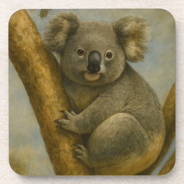 Koala in Quiet Light Beverage Coaster (Front)