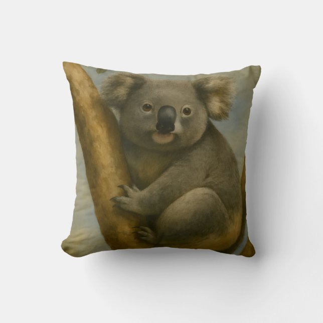 Koala in Quiet Light Throw Pillow (Front)