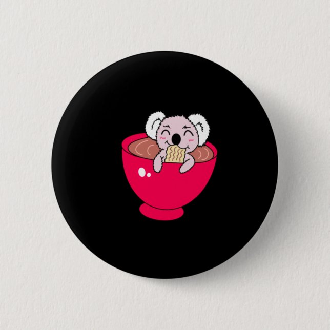 Koala in Ramen  Button (Front)
