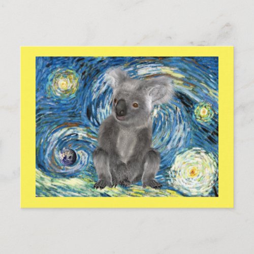Koala in Starry Night Endangered Species Postcard