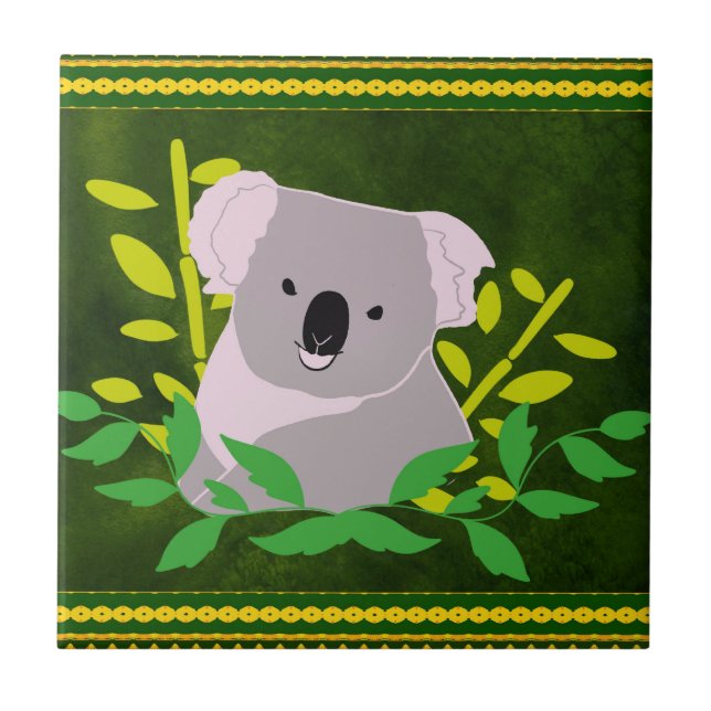 Koala in the Jungle Ceramic Tile (Front)