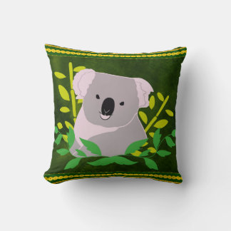 Koala in the Jungle Throw Pillow