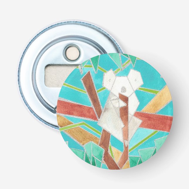 Koala in Tree Original Abstract Art Bottle Opener (Front)
