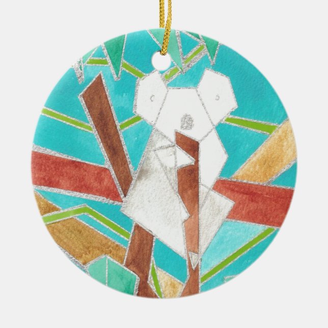 Koala in Tree Original Abstract Art Ceramic Ornament (Front)
