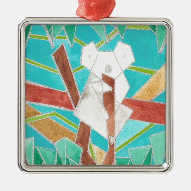 Koala in Tree Original Abstract Art Metal Ornament (Front)