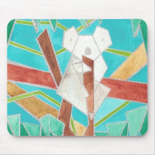 Koala in Tree Original Abstract Art Mouse Pad