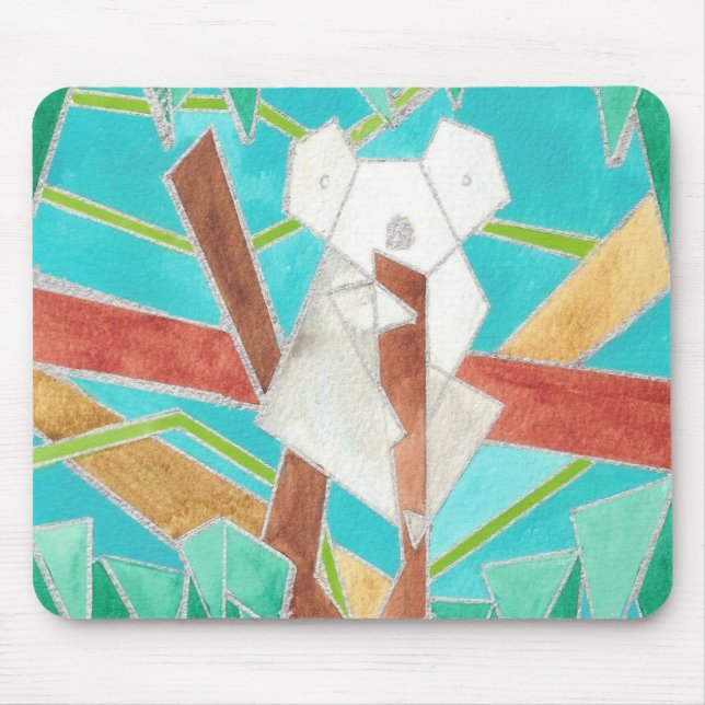 Koala in Tree Original Abstract Art Mouse Pad (Front)