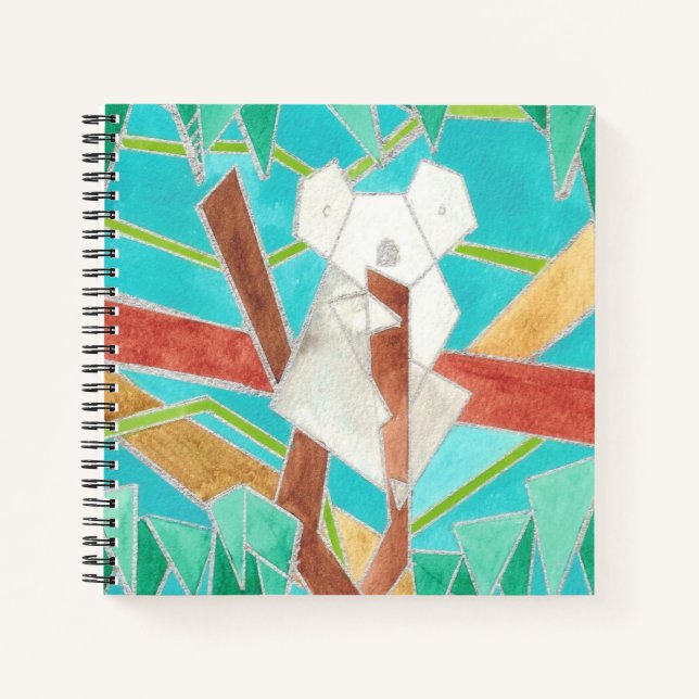 Koala in Tree Original Abstract Art Notebook (Front)