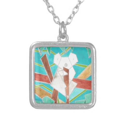 Koala in Tree Original Abstract Art Silver Plated Necklace