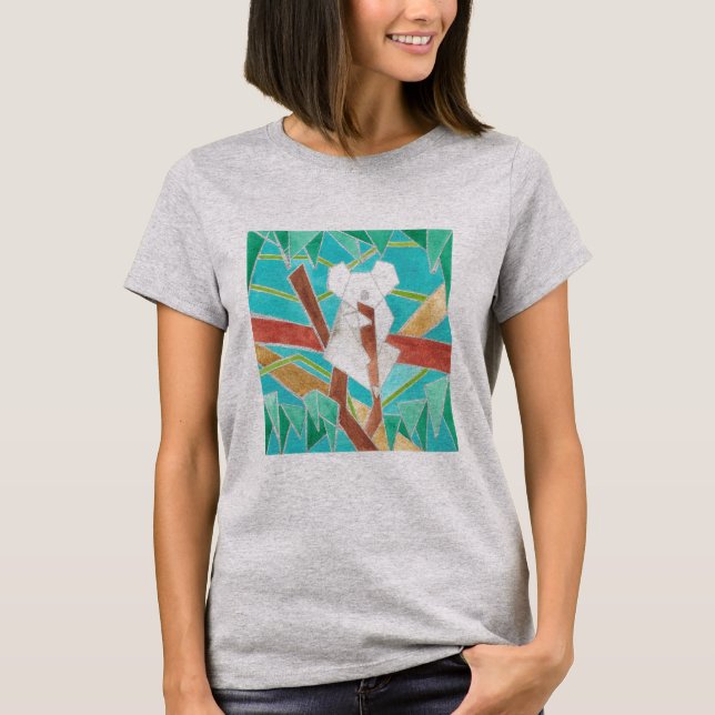 Koala in Tree Original Abstract Art T-Shirt (Front)