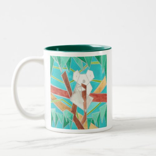 Koala in Tree Original Abstract Art Two_Tone Coffee Mug