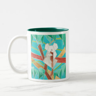 Koala in Tree Original Abstract Art Two-Tone Coffee Mug