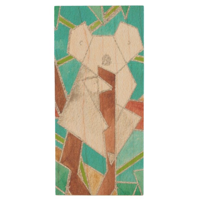 Koala in Tree Original Abstract Art Wood Flash Drive (Front Vertical)
