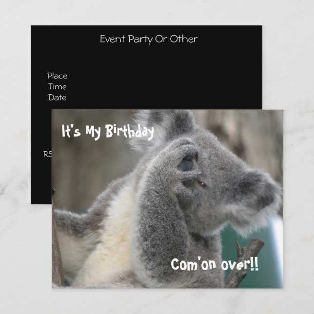 Koala Invite Birthday Party (Front/Back)