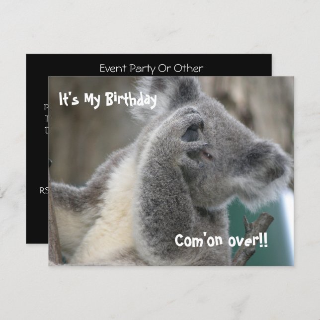 Koala Invite Birthday Party (Front/Back)