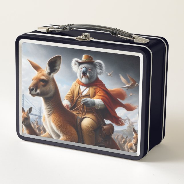Koala Kangaroo Rider Metal Lunch Box (Front)
