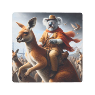 Koala Kangaroo Rider Metal Print