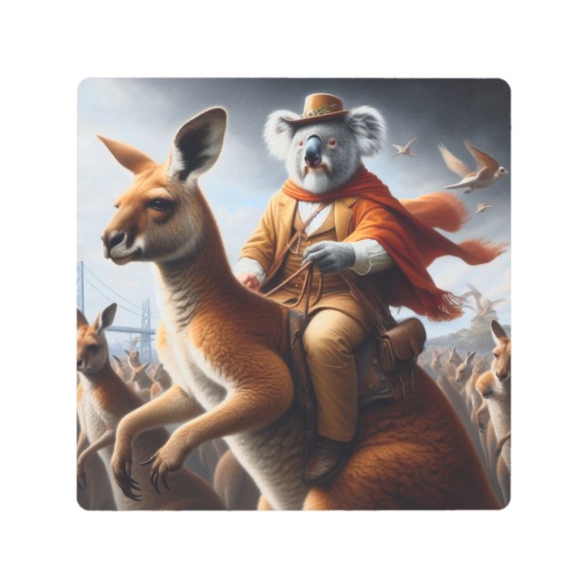 Koala Kangaroo Rider Metal Print (Front)