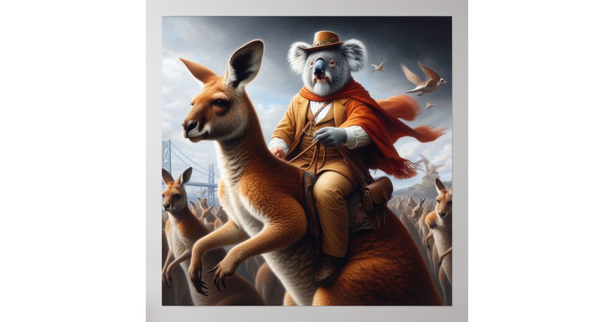 Koala Kangaroo Rider Poster | Zazzle