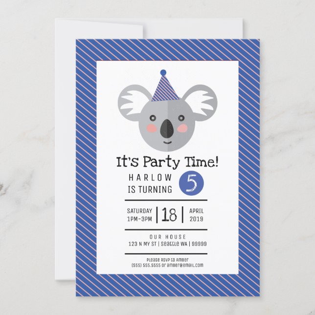 Koala Kids Birthday Party Invitation (Front)