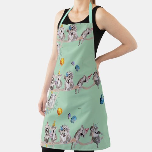 Koala Koalas Birthday Party Green Animal Apron