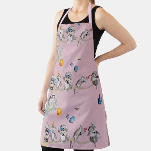 Koala Koalas Birthday Party Pink Animal Apron